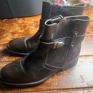 Aquatalia Ulrika brown leather motobike boots Size 7 1/2 38
